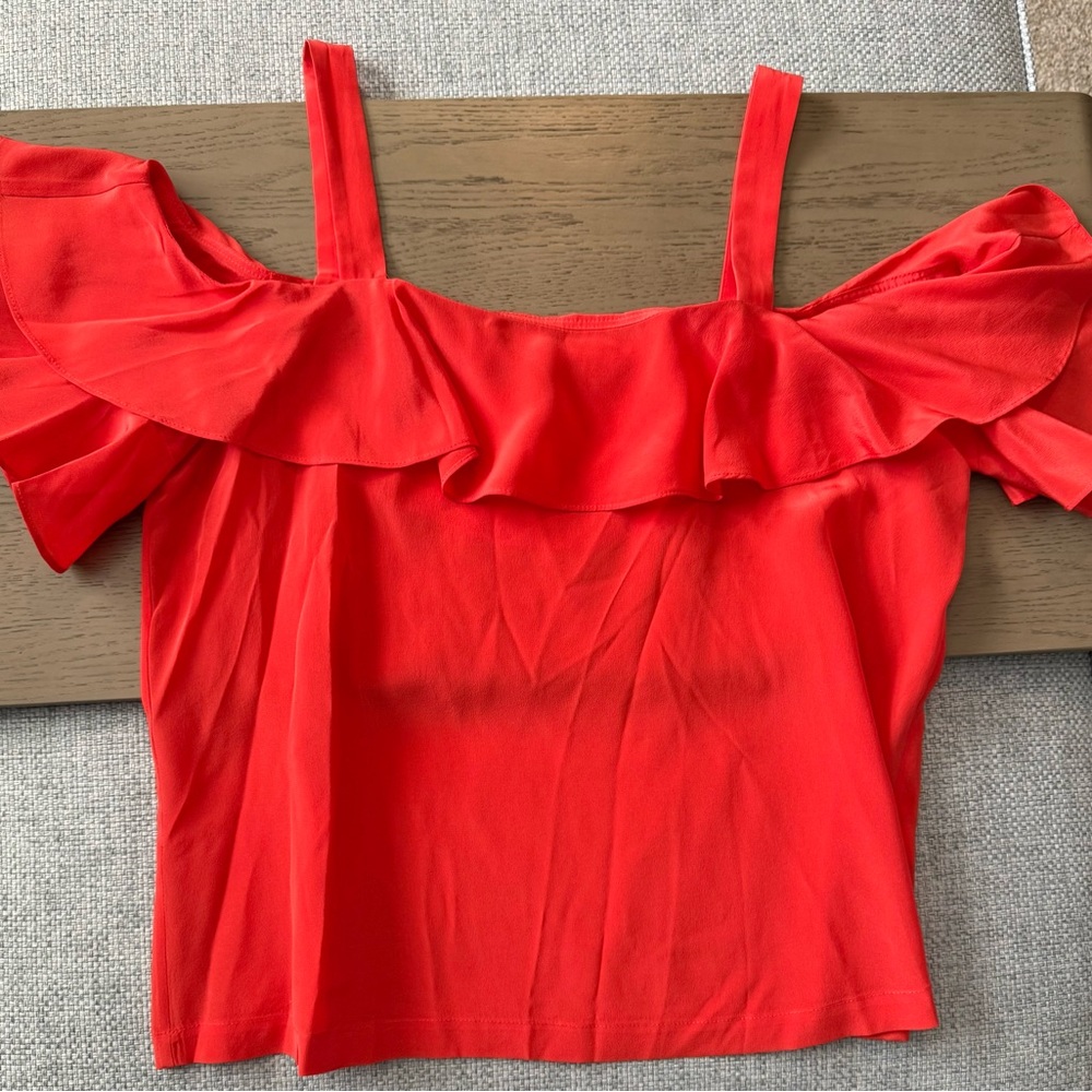 J. Crew Red Off-Shoulder Blouse